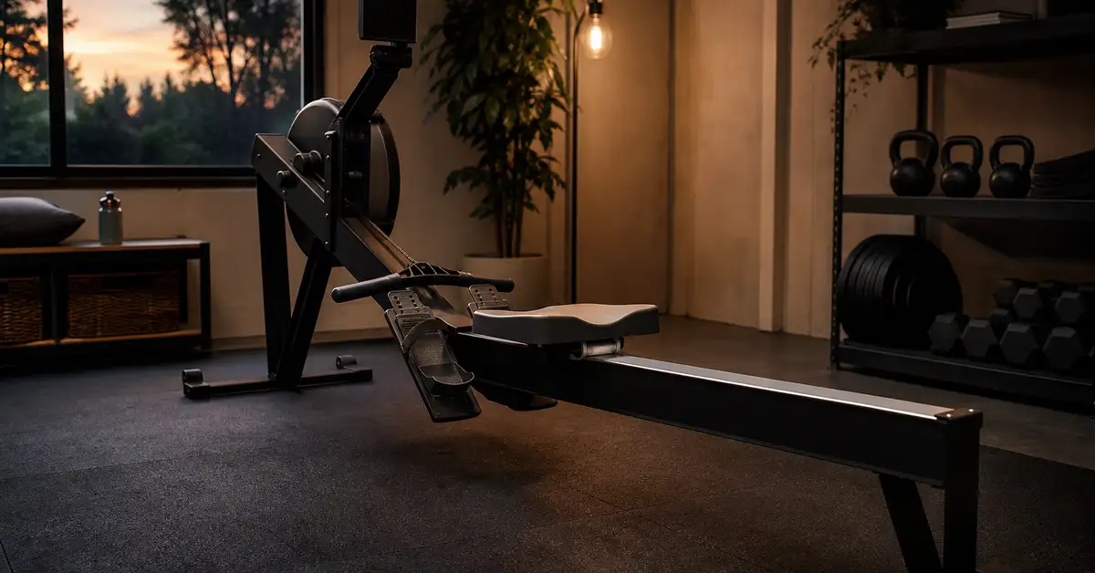 Rowing machine in a home gym, representing the Concept2 RowErg vs Hydrow comparison
